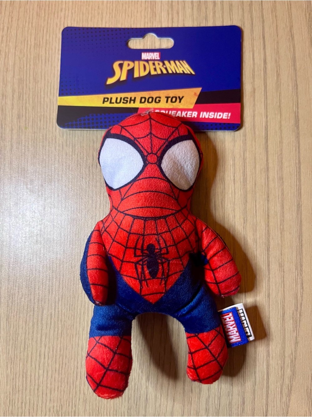 Marvel Spider-Man Plush Dog Toy Squeaker NWT 6 Inch Red Blue